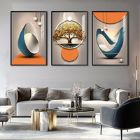 Décoration de salon 3 pièces Impressions sur toile Poster en forme Art mural nordique Peinture géométrique de luxe dorée