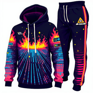 Ensemble de sweat à capuche personnalisé unisexe pour hommes et femmes survêtement deux pièces avec impression brodée pour l'automne - Product Image 5