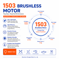 Moteur BLDC 1503, moteur micro sans balais en métal de 18 mm pour avions RC 4 axes, drones et projets de loisirs, conception à aimant permanent