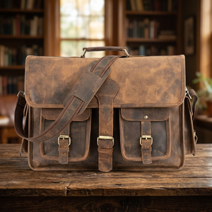 Sac messager pour ordinateur portable en cuir de veau véritable moderne, best-seller, durable, imperméable, écologique, antichoc, à porter à l'épaule ou en bandoulière - Product Image 1