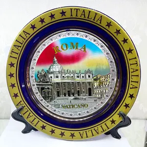 Manufacture Custom Printing Logo Italy Rome Country Souvenir Ceramic Souvenir Plate