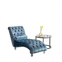 Chaise longue en velours avec pieds en acrylique pour hôtels et projets de luxe - Canapé lounge rembourré de qualité professionnelle OEM