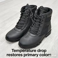 Chaussures tactiques d'extérieur à lacets avec fermeture éclair, en cuir de vachette à changement de couleur activé par la chaleur, semelle intermédiaire en EVA et semelle extérieure en caoutchouc, pour l'été et l'hiver