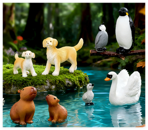 סיטונאי גן שרף גן מיניאטורי כלב פינגווין kapybara bara ban משק ריאליסטי צעצוע חיות בר 3D ילדים לשחק דמות יער דמות יער - Product Image 3