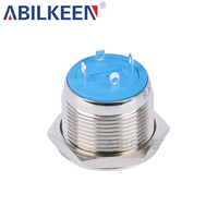 Interrupteur à bouton-poussoir métallique momentané éclairé 1NO, 19 mm, robuste, 250 V, étanche IP65, pour applications automobiles et appareils électroménagers