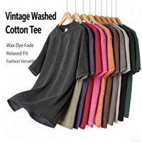 Kaos Lengan Pendek Vintage 300G Heavyweight Washed, Gaya Eropa Amerika, Longgar dan Serbaguna