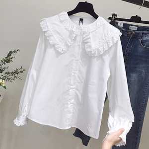 Camicie di <span class=keywords><strong>cotone</strong></span> camicetta <span class=keywords><strong>donna</strong></span> Stand colletto lanterna manica lunga top di <span class=keywords><strong>cotone</strong></span> abiti eleganti femminili di moda - Product Image 4