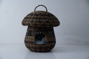 Neuheit: Umweltfreundliches Rattan-Geflecht Haustiernest, Niedliches Anti-Rattan Pilzhaus für Katzen und Hunde - Product Image 3