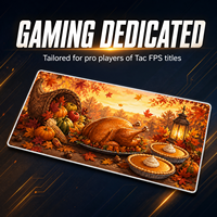 Alas Meja Gaming Thanksgiving 900x400mm, Cetakan Anime Tema Panen Turki, Alas Mouse Kain Jahitan Anti-Selip, Dekorasi Musim Gugur yang Nyaman