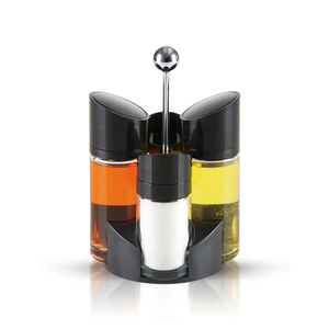 Glass Olive Oil <strong>Vinegar</strong> Cruet Set with Metal Stand Spice Jar Bottle and <strong>Shaker</strong> for Restaurant Wholesale Rack Organizer - Product Image 1