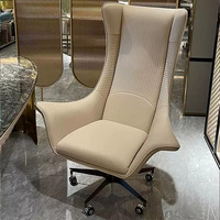 Meubles italiens de luxe en marbre Bureau de direction moderne en cuir microfibre pour le bureau Mobilier de bureau haut de gamme