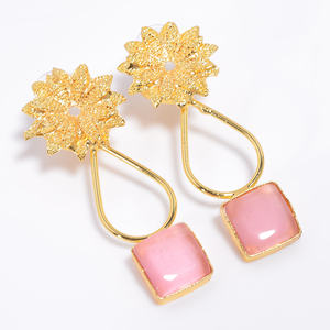 Bijoux de pierres précieuses en laiton plaqué or 14k faits à la main en laiton pierres précieuses boucle d'oreille fabricant de bijoux de mode pour femmes fournisseur de bijoux - Product Image 1