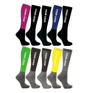 Professional Riding Horse Custom Logo Design Nylon Sports Style Men Fashion Knee High Equestrian Socks