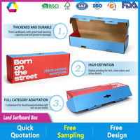 Boîte en carton ondulé imprimée sur mesure extra large pour l'emballage de surfskate, boîte personnalisée avec logo et couleur pour planche de surf terrestre