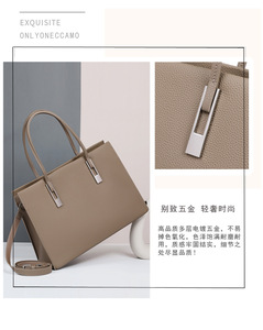Bolso de Mano de Cuero Genuino al por Mayor, Bolso de Cuero Vacuno de Lujo para Mujer, Bolso Tote Grande de Diseñador para Oficina y Negocios - Product Image 4