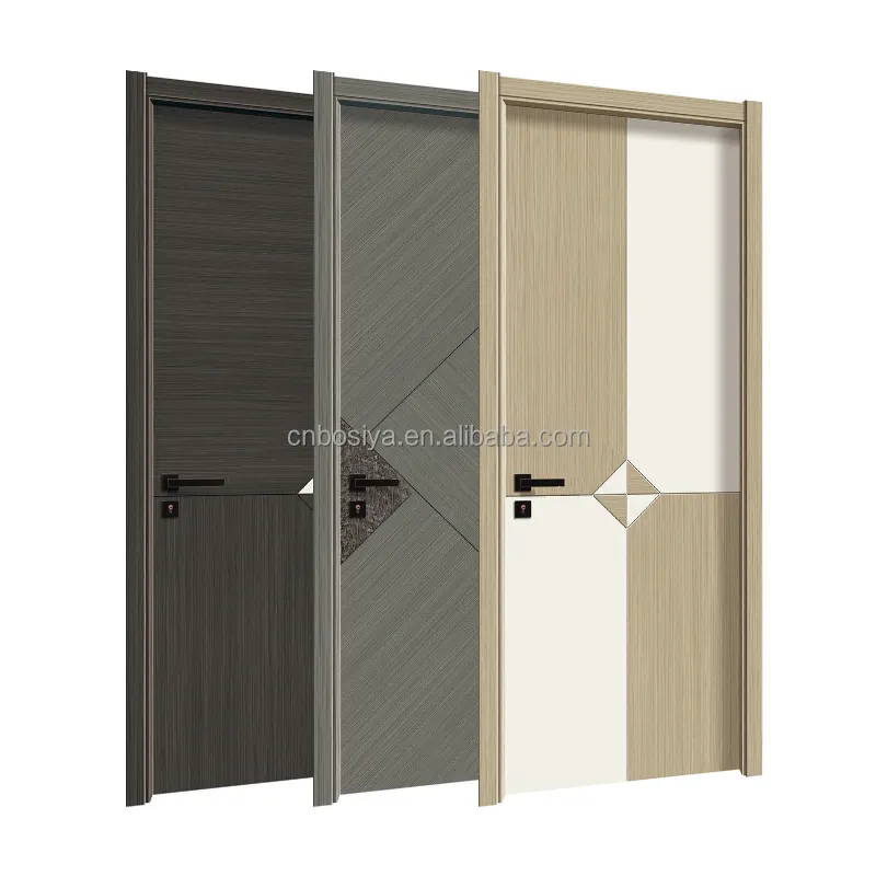 उच्च गुणवत्ता वाले आंतरिक लकड़ी के प्रीहंग हाउस प्रवेश द्वार मेलामाइन अखरोट ठोस लकड़ी के कमरे के दरवाजे इनडोर दरवाजे