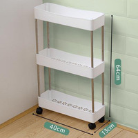 Chariot de cuisine en plastique pliable à 3 niveaux en forme de rectangle pour le rangement des légumes avec crochets pour la salle de bain