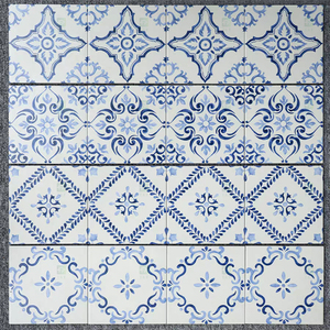 Carreaux <span class=keywords><strong>de</strong></span> porcelaine vintage <span class=keywords><strong>bleu</strong></span> <span class=keywords><strong>et</strong></span> <span class=keywords><strong>blanc</strong></span> 200x200mm pour <span class=keywords><strong>salle</strong></span> <span class=keywords><strong>de</strong></span> <span class=keywords><strong>bain</strong></span>, toilettes, douche, sol <span class=keywords><strong>et</strong></span> mur <span class=keywords><strong>de</strong></span> cuisine - Product Image 2