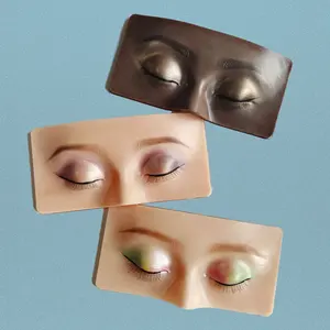 Yakın göz yüz kirpik uzatma uygulama modeli 3D gerçekçi yüz pratiği makyaj kurulu silikon yüz göz makyaj uygulama kurulu