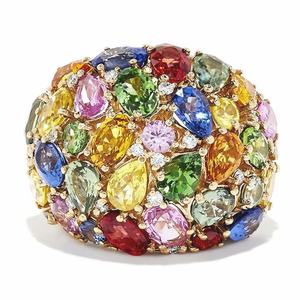 Anillo de Compromiso de Plata de Ley 925 al por Mayor, Chapado en Oro Amarillo, con Piedras Preciosas de Colores, para Aniversario de Bodas, Engaste de Puntas, IGI - Product Image 2