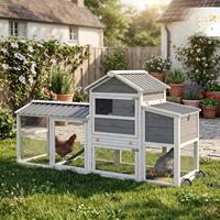 Grand poulailler mobile en bois avec roues, enclos extérieur pour volailles, double enclos, nichoirs et rampe pour poules