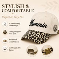 Topi Kasual Katun, Topi Baseball Bordir 3D Mommin Bergaya dengan Pinggiran Bermotif Leopard untuk Aktivitas Luar Ruangan Sehari-hari Grosir