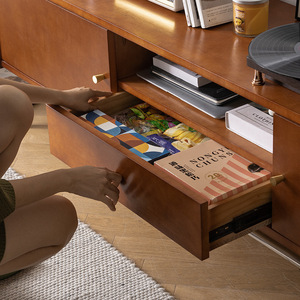 Vintage Style Solid Wood Floating <b>Tv</b> Cabinet Nordic Retro Wall Storage <b>Unit</b> <b>Small</b> Apartment Living Room Japanese Minimalist - Product Image 3