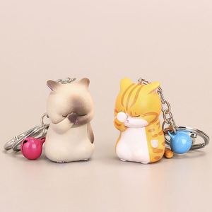 Hot Shy Distressed Cat Key Chain Cute Funny Depressed Cats Keychain for Girlfriend Children <b>Bag</b> Car Keys Pendant Keyring Trinket - Product Image 4