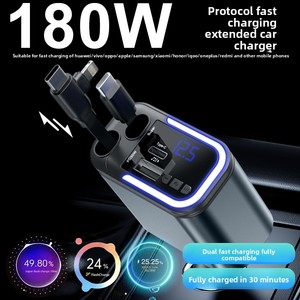 Chargeur de voiture multifonctionnel pour allume-cigare, charge rapide, lecteur <span class=keywords><strong>MP3</strong></span>, lecteur USB Type-C, lecture de musique, télescopique - Product Image 2