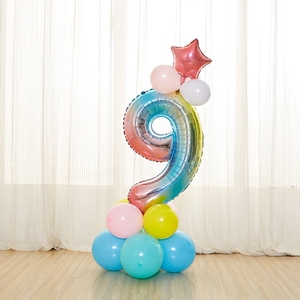 17 pièces Anniversaire Colorée Colonne Ballon Ensemble Chiffres 0-9 <span class=keywords><strong>Prince</strong></span> <span class=keywords><strong>Couronne</strong></span> Ballons Bébé Douche Décoration Fournitures De Fête - Product Image 6