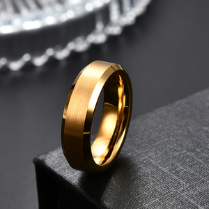 <b>Tungsten</b> Carbide Ring 6mm Gold Brushed Finish Unisex Everyday Wear Jewelry - Product Image 4