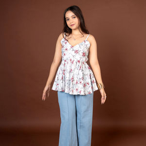 Exclusivo Meher Blush Garden, Blusa para Mujer Estilo Peplum, Tejido Transpirable, Sin Arrugas, Secado Rápido, para Fiestas, Oficina y Uso Diario - Product Image 1