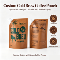 Pochette souple personnalisée marron pour café infusé à froid avec bec verseur et bouchon