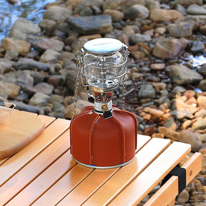 Funda de cuero para cartuchos de gas para acampar al aire libre, cubierta protectora de Pu para linternas, 2 tamaños, aislamiento anticolisión práctico - Product Image 4