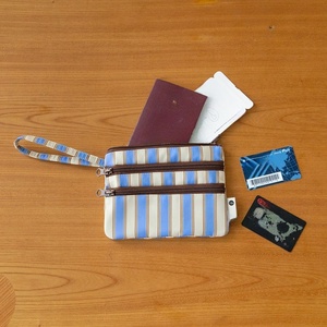 Ensemble d'organisateurs de bagages pliables en polyester rayé avec logo brodé personnalisé, pochettes de rangement pour vêtements pour valise - Product Image 5