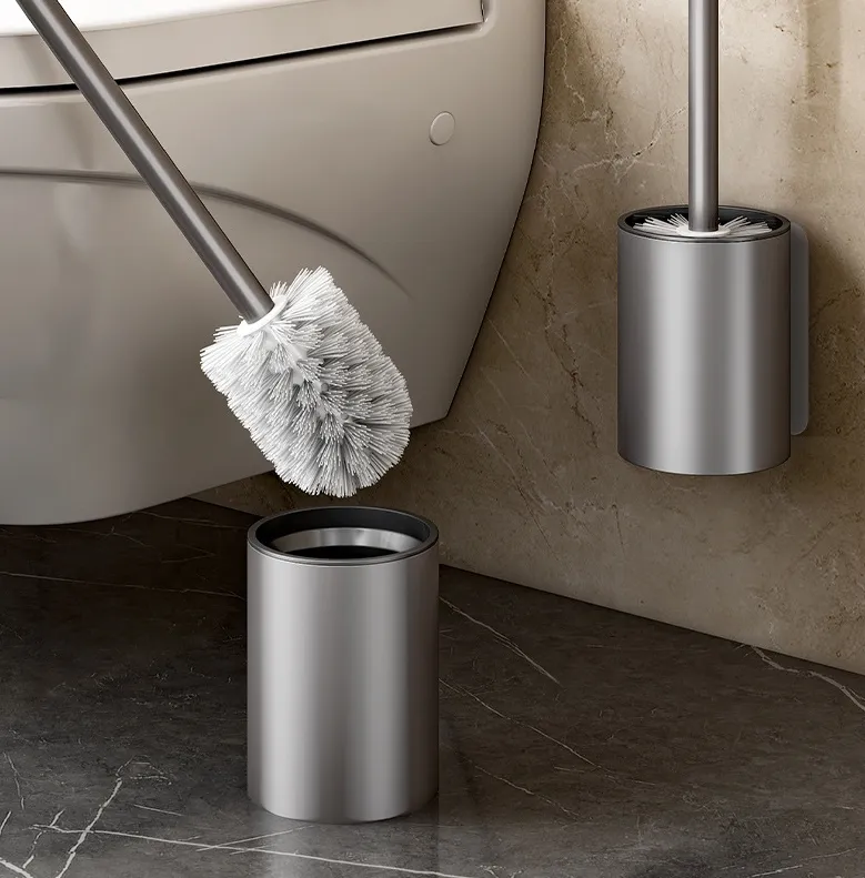 Luxus-Toiletten zubehör Toilettenreiniger-Bürstenhalter-Set Selbst klebender Wandbehang Griff Reinigung Toiletten bürste