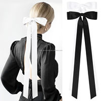 OKAY Barrette à cheveux française sur mesure, taille extra large, avec nœuds en ruban et queue super longue, pour femmes
