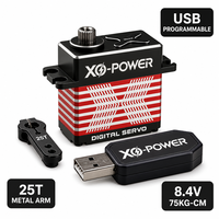 XQ-POWER XQ-BLS8175D Servomoteur numérique sans balais programmable USB en métal, couple élevé de 75 kg-cm, 0,08 s, 8,4 V, étanche IP67, pour voiture RC