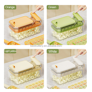 NOVA CHEGADA Camadas duplas 64pcs atacado personalizado durável cubo de gelo bandeja com tampa e bin gelo molde <span class=keywords><strong>maker</strong></span> com <span class=keywords><strong>mini</strong></span> colher de gelo - Product Image 6
