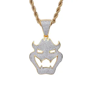  Hip Hop Zircon Pingente Jóias Moda Colar Halloween Dress Up Máscara Vampiro Monster Brass Pendant