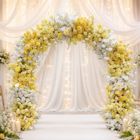 Arche florale de 8x8 pieds, style color-block jaune et blanc, nouvelle conception IFG, pour la décoration d'événements de mariage