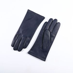 Women's <strong>Navy</strong> Blue Genuine Sheepskin <strong>Leather</strong> <strong>Gloves</strong> Vintage Design Wool Lined Touch Screen Compatible Outdoor Daily Use Winter - Product Image 1