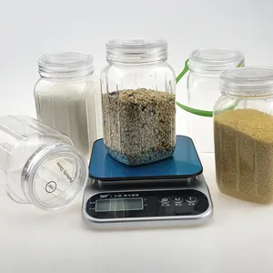25Oz Vierkante Opknoping Mason Jar Met Schroef Op Deksels In Clear Plastic Huisdier Voor Voedsel Opslag