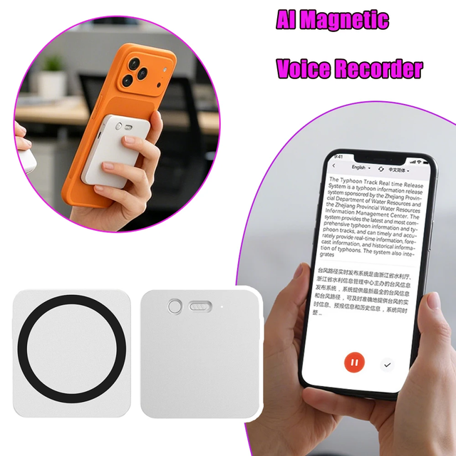 Real Time Transcription AI Magnetic Voice Recorder Translate Summary Multi Language Ultra Thin Recording Pen for Office Meeting