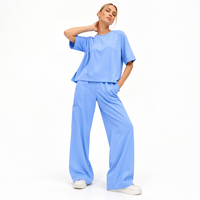 Tenue de travail médicale confortable anti-rides pour femmes, pantalon ample à jambes larges, idéale pour cliniques vétérinaires et hôpitaux, uniforme de médecin