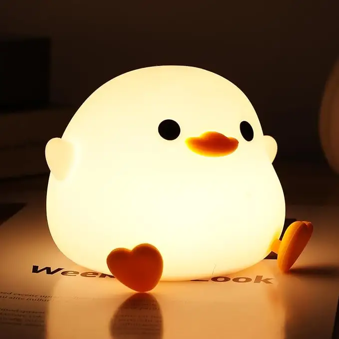 LED Cute Doudou Duck Night Light Touch Sensor Bedroom Decor Dimmable Bedside Lamp Rechargeable Silicone Duck Lamp For Kid Gift