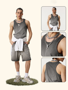 Custom Vintage Washed Heavyweight Sleeveless <b>Tank</b> <b>Top</b> for Men – <b>Loose</b> Fit Racerback Gym Vest, Retro Acid Wash Summer Streetwear - Product Image 3