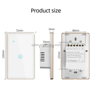 Interruptores de Pared Estándar Estadounidenses <span class=keywords><strong>Zaro</strong></span> Fire con Conexión WiFi, Control por Aplicación Alexa y Google, Material de PC, IP66, para Dispositivos de Hogar Inteligente - Product Image 4
