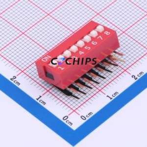 DA-08-R-T DIP Switch Switch Single Pole Single Throw 8 2.54mm 25mA - Product Image 1