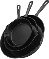 Batterie de cuisine en fonte pré-assaisonnée avec huile végétale ronde antirouille, poêle à frire à poignée courte en surface antiadhésive pour suspension